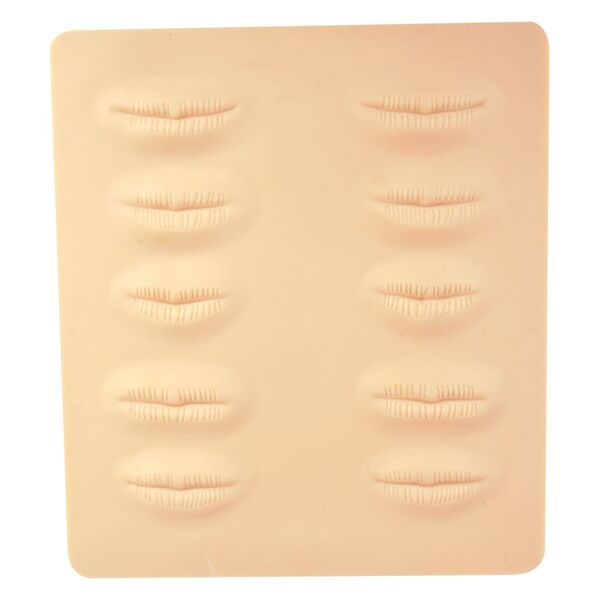 Piastra in silicone beige con labbra in rilievo, sfondo neutro