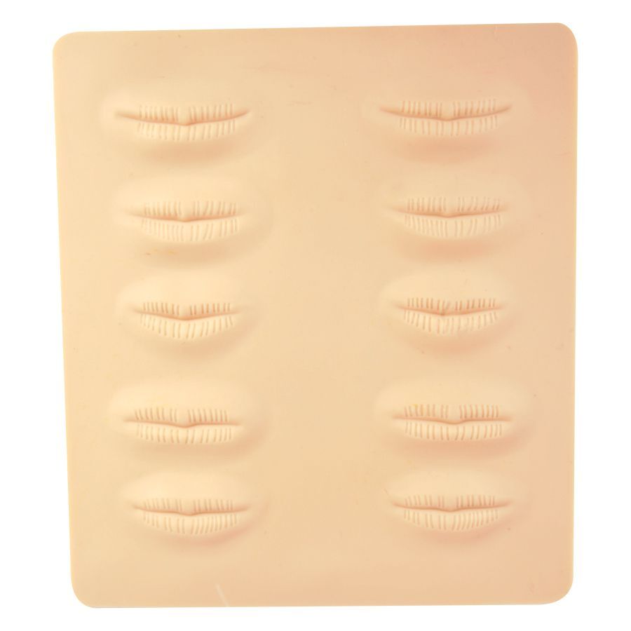 Piastra in silicone beige con labbra in rilievo, sfondo neutro