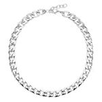 Cadena chunky de plata de acero quirúrgico 316L sobre fondo blanco