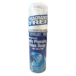 Blaue Piercing Foam Soap Flasche, 50 ml, auf weißem Hintergrund