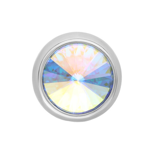 Accesorio de titanio plateado con gran cristal Aurora Boreale