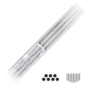 Magnum Curved Long Taper Tattoonadeln 50 Stk Silberne Tattoonadeln Magnum Curved Long Taper auf weißem Hintergrund