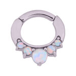 Icicle Opal Prong Clicker in argento con opali bianchi, spessore 1,2 mm, diametro 6,0 mm