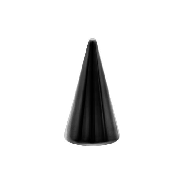 Cono negro de acero quirúrgico sobre fondo blanco