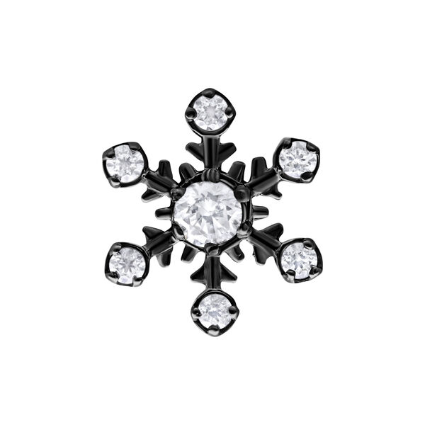 Accessorio fiocco di neve nero in titanio con cristalli chiari