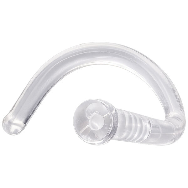Piercing nasal transparente con disco blanco sobre fondo blanco