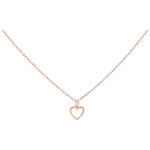Kette aus Chirurgenstahl in Roségold mit kleinem Herzanhänger auf weißem Hintergrund
