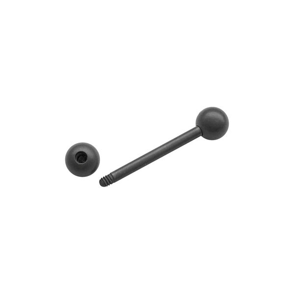 Graphitfarbene Titan-Barbell mit Außengewinde, 5 mm Kugel, auf weißem Hintergrund