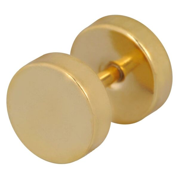 Goldener Lush Fake Plug aus Chirurgenstahl 316L auf weißem Hintergrund