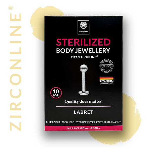 Empaque negro con Piercing Micro Labret Esterilizado dorado, Titanio Grado 23