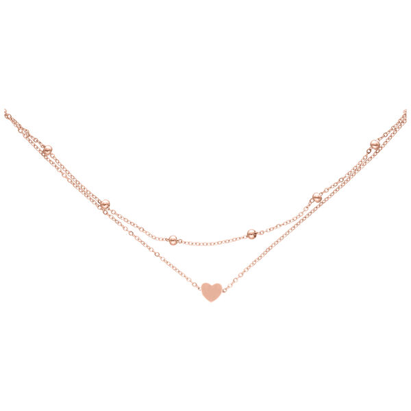 Tobillera de oro rosa con colgante de corazón y longitud ajustable, sobre fondo blanco