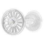 Labret in argento con cristallo rotondo su sfondo bianco