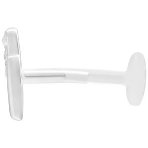 Silberner Crystal Double Bar Labret 5,0 mm Silberner Labret mit Crystal Double Bar und Push Fit auf weißem Hintergrund