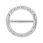 Clicker para pezón con pavé de plata y cristales claros, 12mm