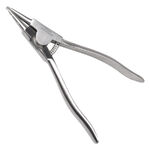Grande pinza apri anelli micro in acciaio inox argento su sfondo bianco