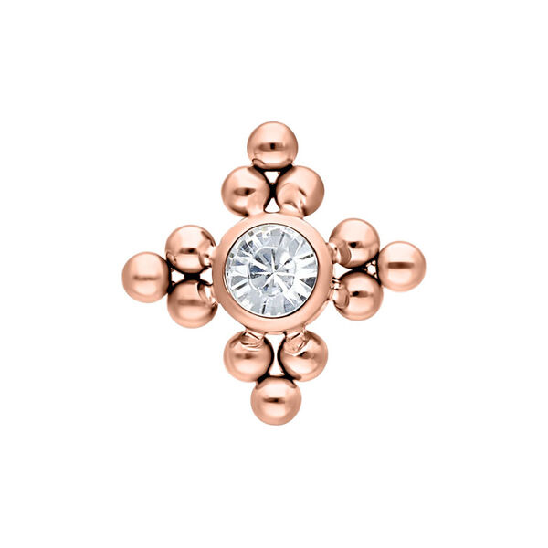 Accesorio de titanio rosado dorado para rosca interna con cristal claro, tamaño de bola 3 mm