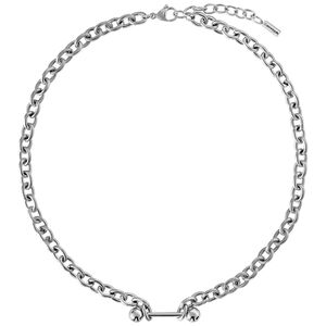 Unisex Barbell Kette in Silber 60 cm Silberne Barbell Kette aus Chirurgenstahl auf weißem Hintergrund