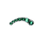Punta per piercing in titanio con cristalli verde smeraldo, orientata a sinistra