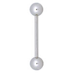 Barbell argento in titanio con due sfere su sfondo bianco