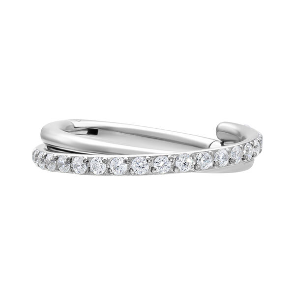 Anillo de piercing plateado con cristales, 1,2 mm de grosor, 8 mm de diámetro