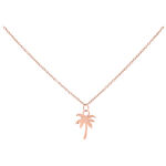 Collana in oro rosa con ciondolo a palma su sfondo bianco