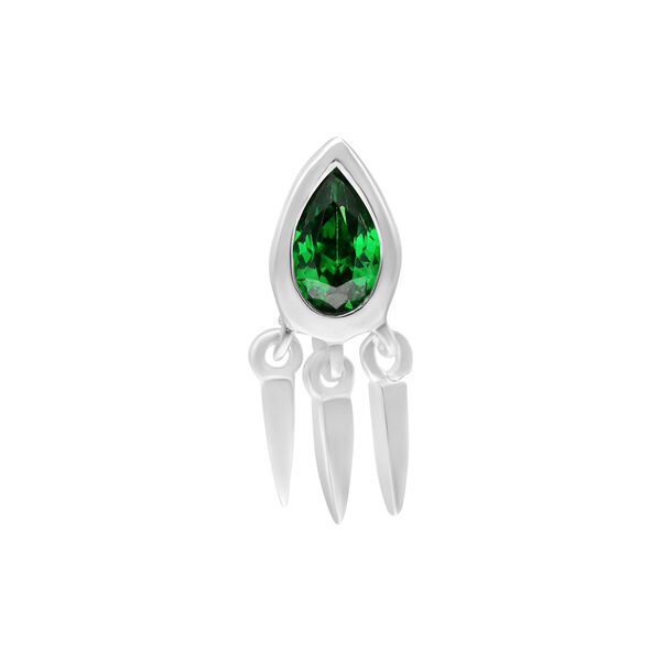 Push Fit Crystal Green Emerald Attachment for Bioplast - Silvercoloured Metal