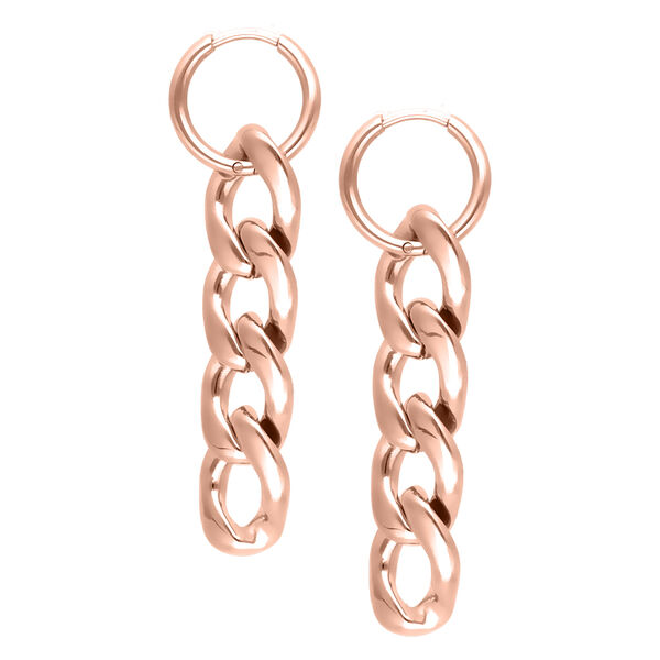 Roségoldene Little Chunky Hoops Ohrringe aus Chirurgenstahl auf weißem Hintergrund