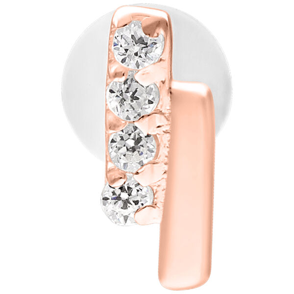 Labret de oro rosa con dos barras de cristal sobre fondo blanco
