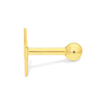 Earbarbell dorato con sfera lucida su sfondo bianco
