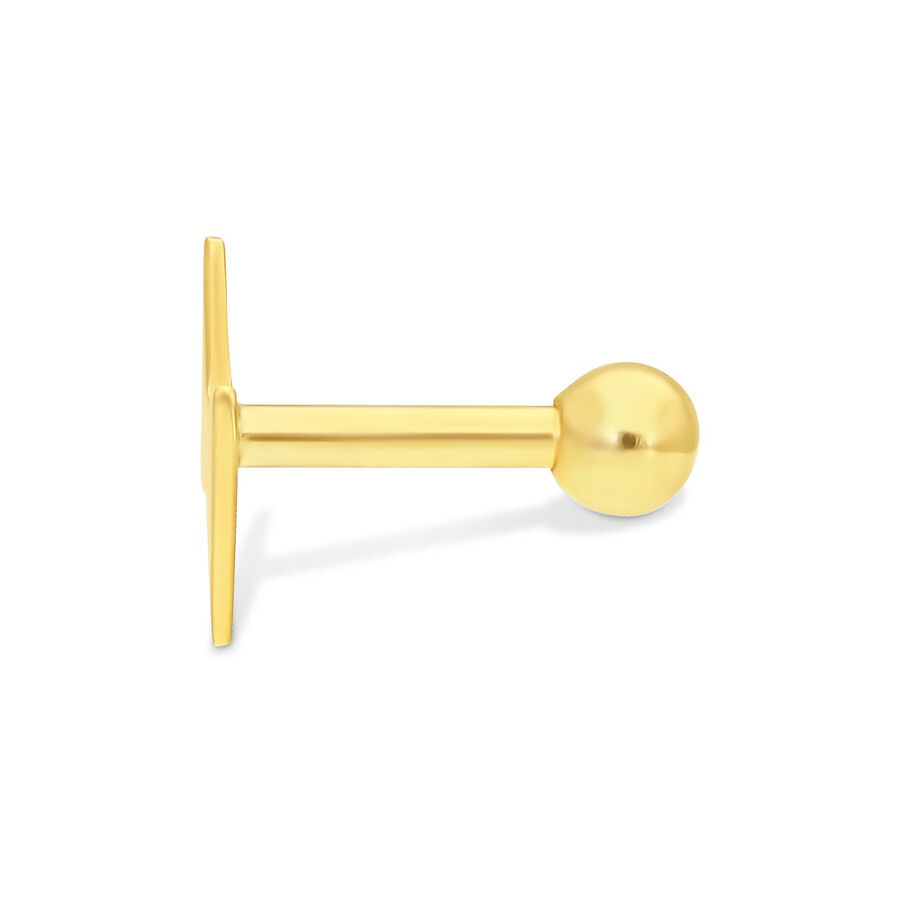 Earbarbell dorato con sfera lucida su sfondo bianco