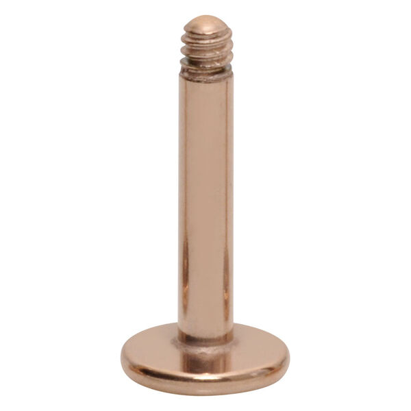 Roségoldenes Labret mit Außengewinde auf weißem Hintergrund