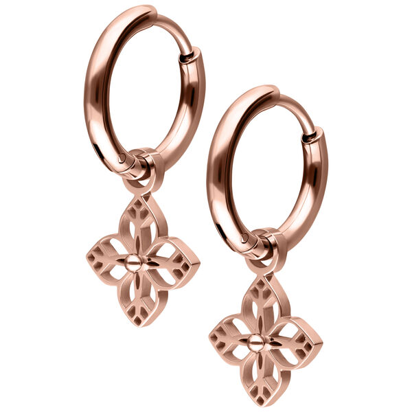 Little Floral Ornament Hoops Pair - Rosegold