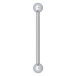 Rattle Barbell argento con due sfere su sfondo bianco