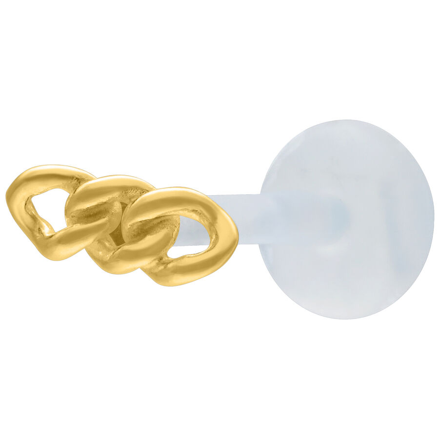 Labret dorato con design a catena su sfondo bianco