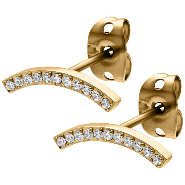 Crystal Arch Earstuds - Golden Metal