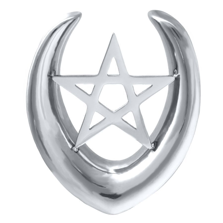 Orecchino color argento con motivo a pentagramma, dimensione 6,0 mm
