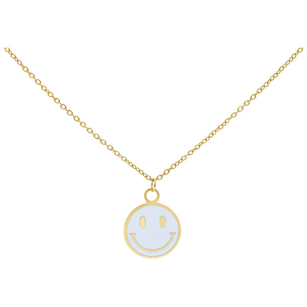 Little White Smiley Necklace - Golden Metal