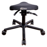 Sedia da lavoro T4 Gentleman nera in similpelle su ruote, vista frontale