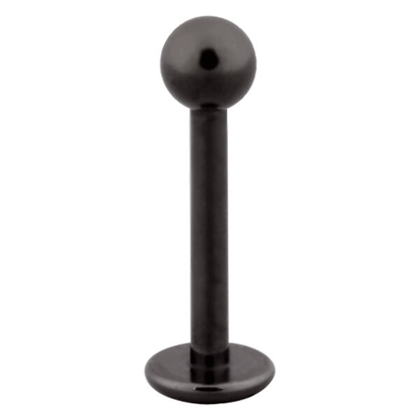 Labret negro de titanio con bola sobre fondo blanco