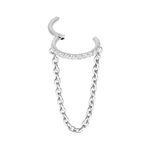 Clicker in titanio bianco oro con cristalli e catena su sfondo bianco
