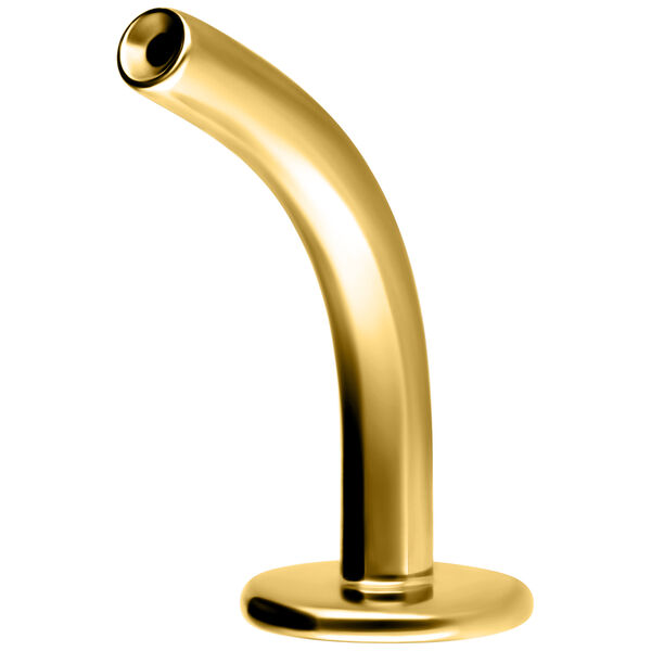 Goldenes, gebogenes Titan Labret Push Fit auf weißem Hintergrund