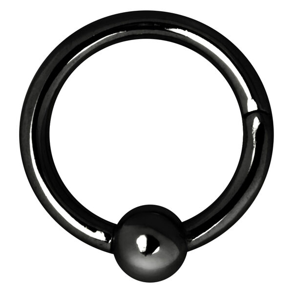 Clicker de Cierre de Bola Negro con bola en el centro sobre fondo blanco