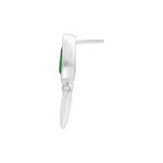 Attacco Push Fit argento con cristallo verde su sfondo bianco