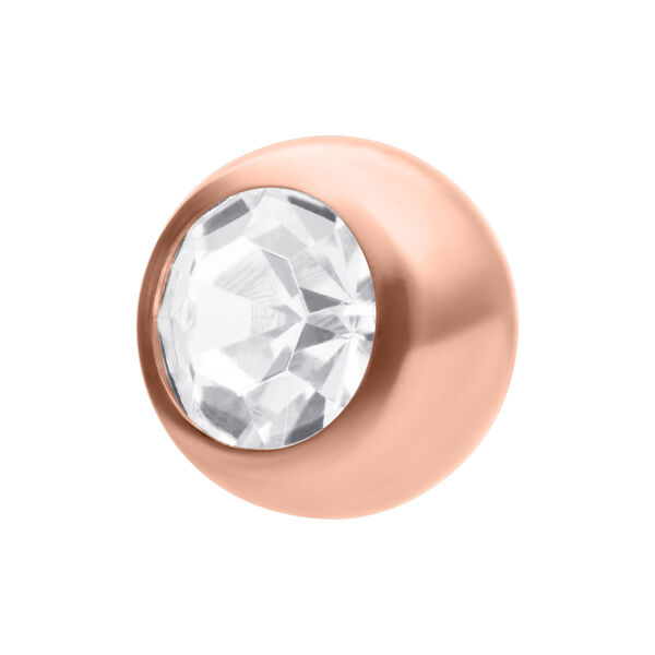 Apéndice de titanio rosado dorado con cristal claro sobre fondo blanco