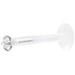 Labret de cristal claro con Push Fit sobre fondo blanco