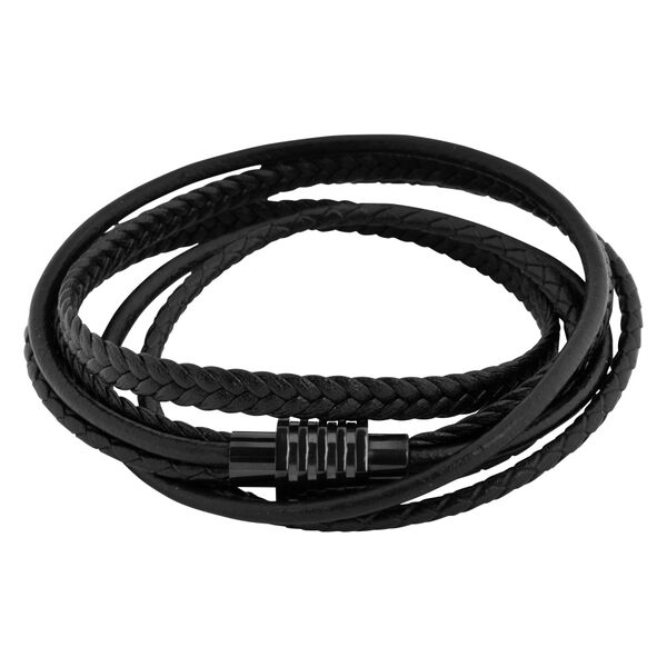 Black Trio Braided Leather Bracelet<!--5c654dd7a63cf-->