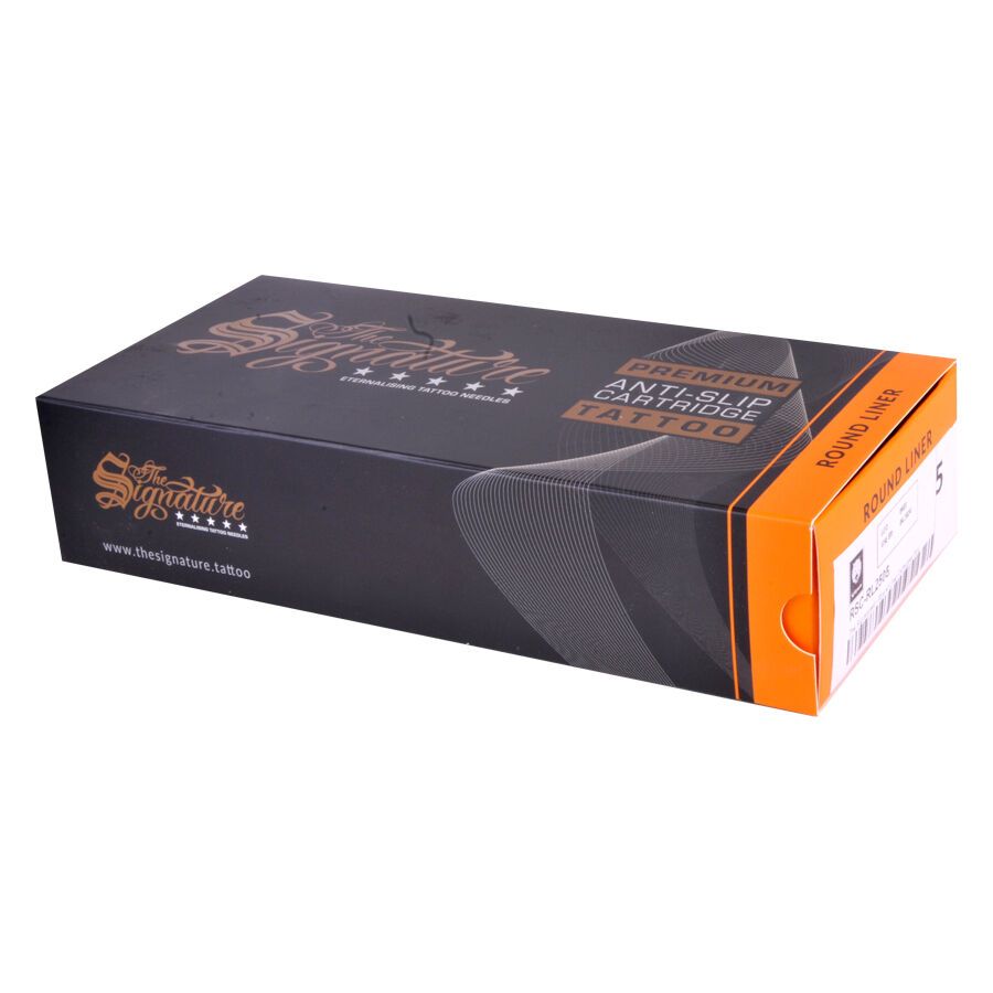 Caja negra con detalles naranjas, logo de Wildcat y cartuchos Round Liner