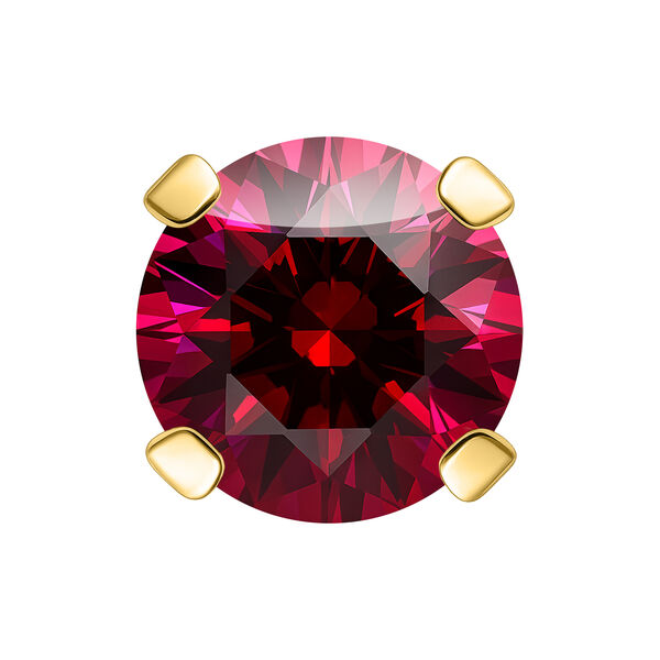 Kultainen prong-pääte tummanpunaisella kristallilla, pallokoko 3,0 mm