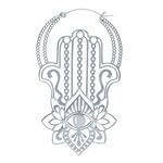 Aros Khamsa plateados con diseño de Hamsa delicado y cierre de clic