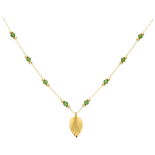 Riffled Leaf Necklace - Golden Metal